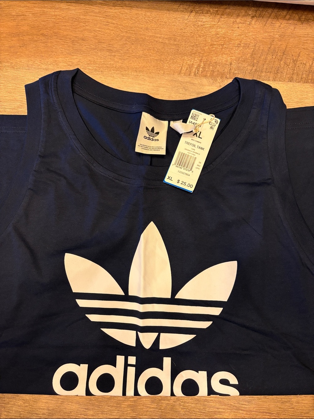 adidas Navy Tank with White Trefoil Logo